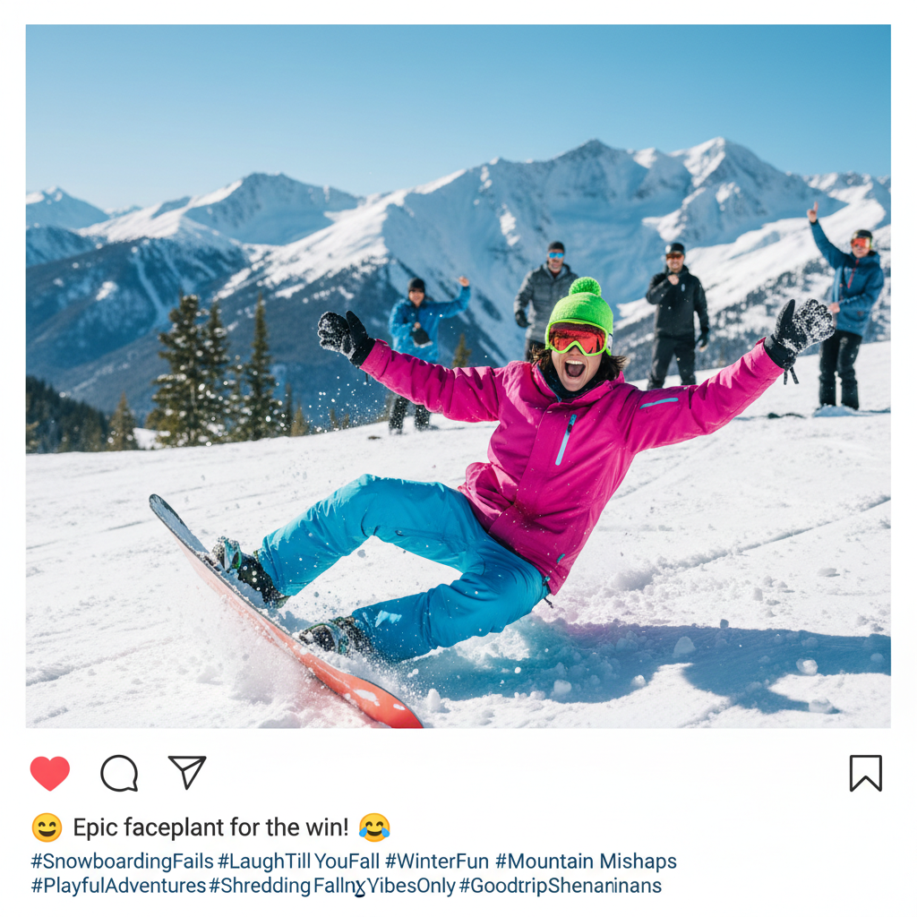 snowboarding captions for instagram funny